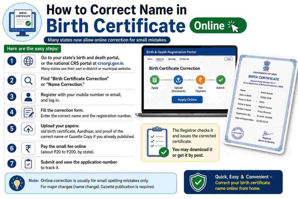 Name Change in Birth Certificate in India (2026 Guide)