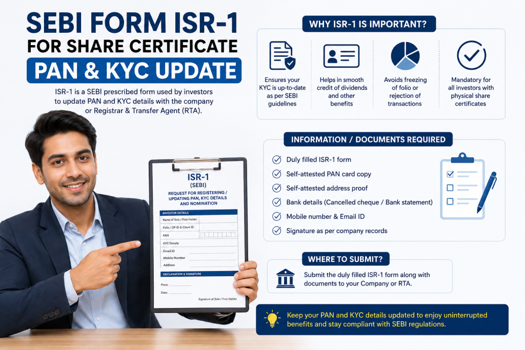 SEBI Form ISR-1 for share certificate PAN and KYC update in India and our country