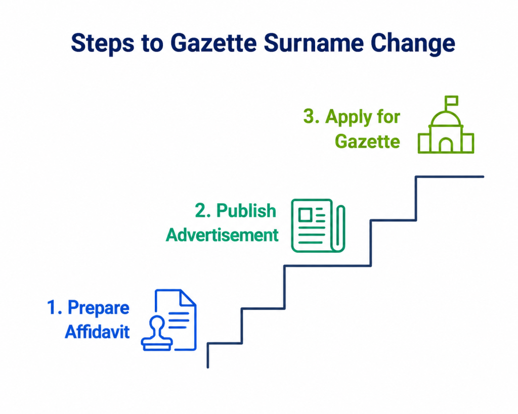 Steps to Gazette surname change in India