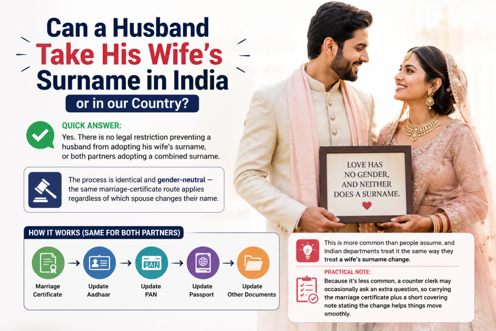 Can a Husband Take His Wife’s Surname in India