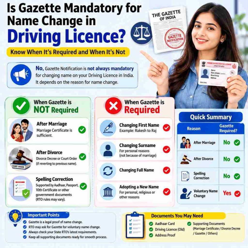 Do You Need a Gazette for DL Name Change in India: Easy Guide (2026)