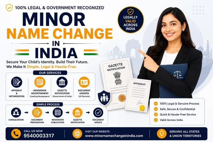 Minor name change in India showing the birth certificate, school record and gazette routes a parent can choose from