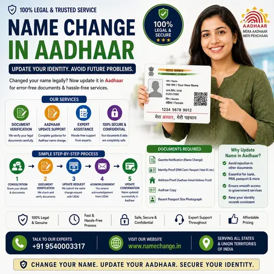 Name change in Aadhaar showing the limit of two name updates allowed in a lifetime